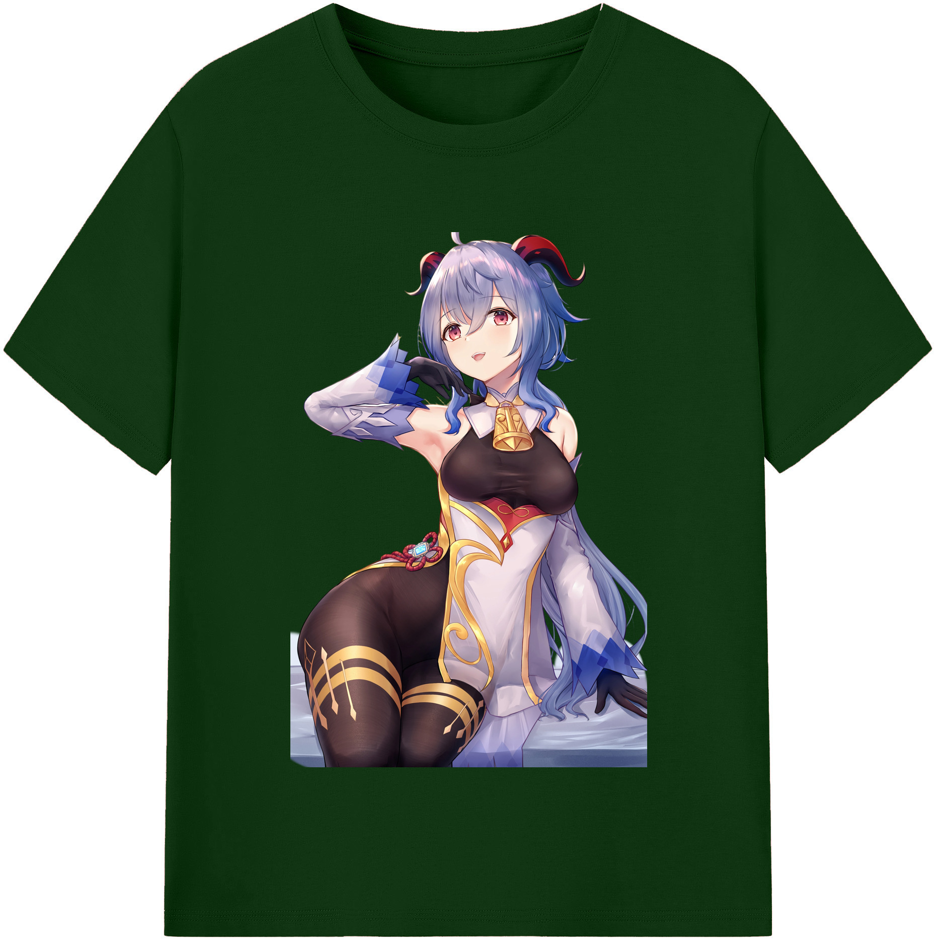げんし神 甘雨 かんう genshin Ganyu 綿100％半袖Tシャツ（フロントプリント）